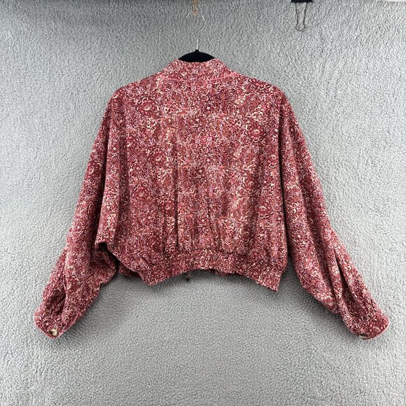 Free People Rosalina Jacket Mocha Combo Printed Dolman Sleeve Size Small - Picture 6 of 16